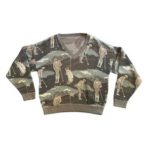 SOLD | Vintage 90s AOP Golf V-Neck Sweater
